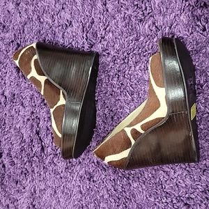 Michael Kors cow print wedges Size 6